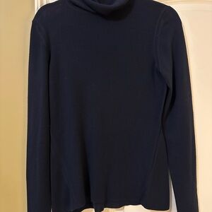 Elie Tahari Midnight Blue Thin Merino Wool Turtleneck Sweater